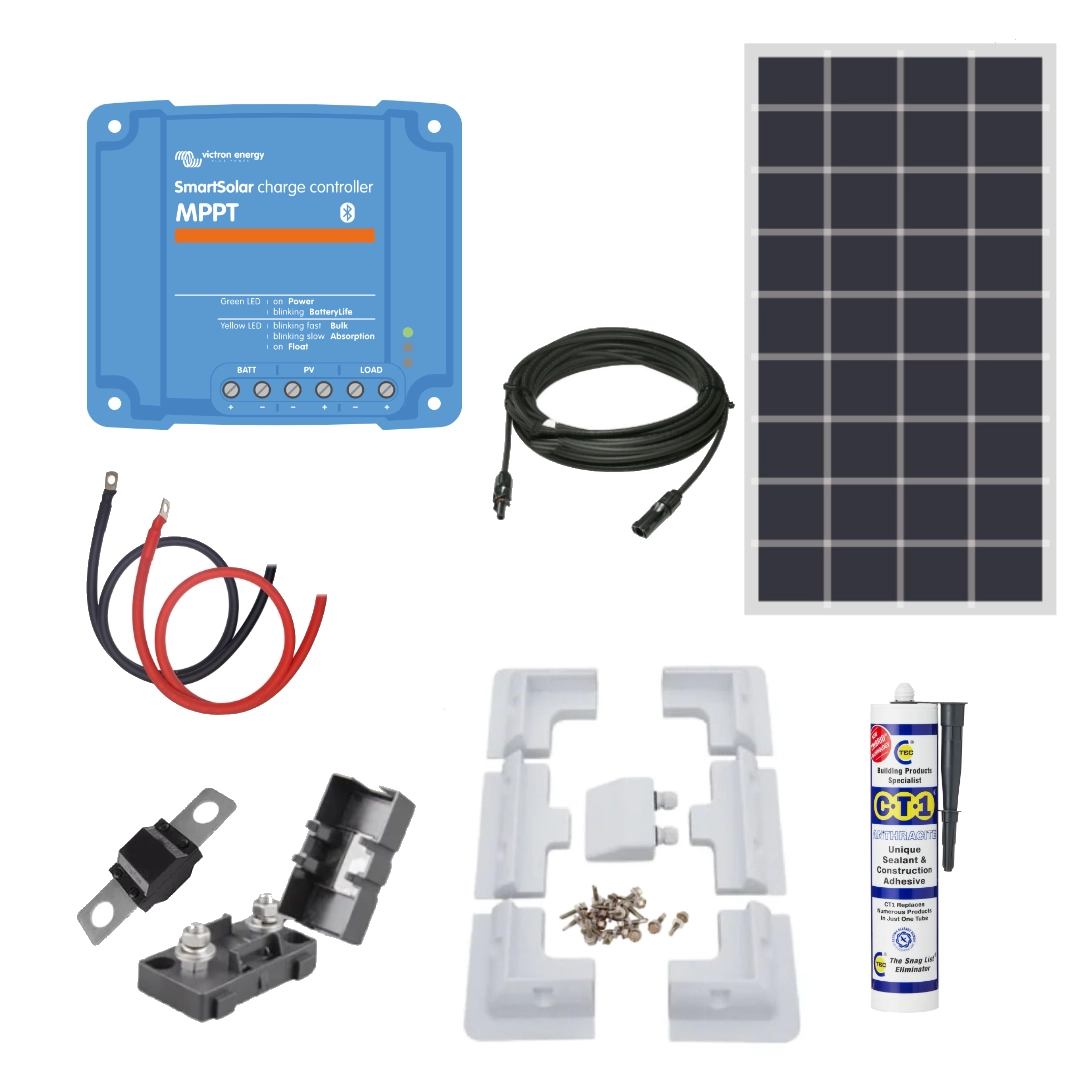 Victron 305Watt Solar Panel & Victron Smart MPPT Charge Controller, Cable, Mounting & Gland.