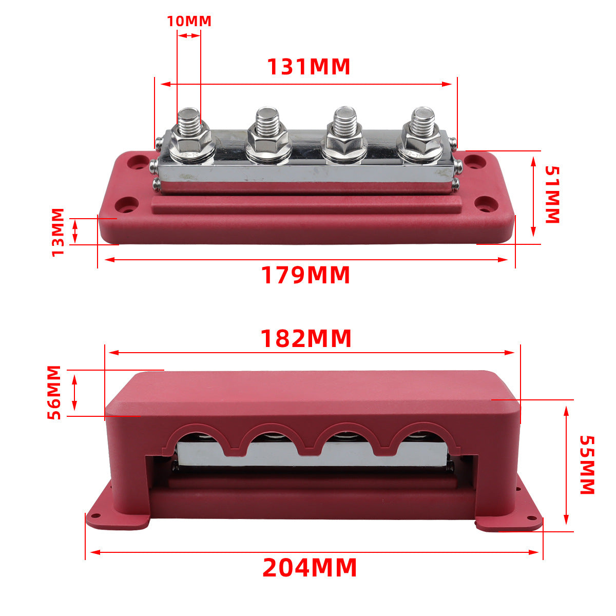 Skyenergi Busbar 600A 4 Stud - Negative Black