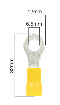 Y6 Yellow Pre-Insulated Terminal - 6.5MM Ring - Pack 10