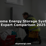 Electrician checks home energy battery system installation