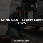 Technician installing lithium battery in campervan