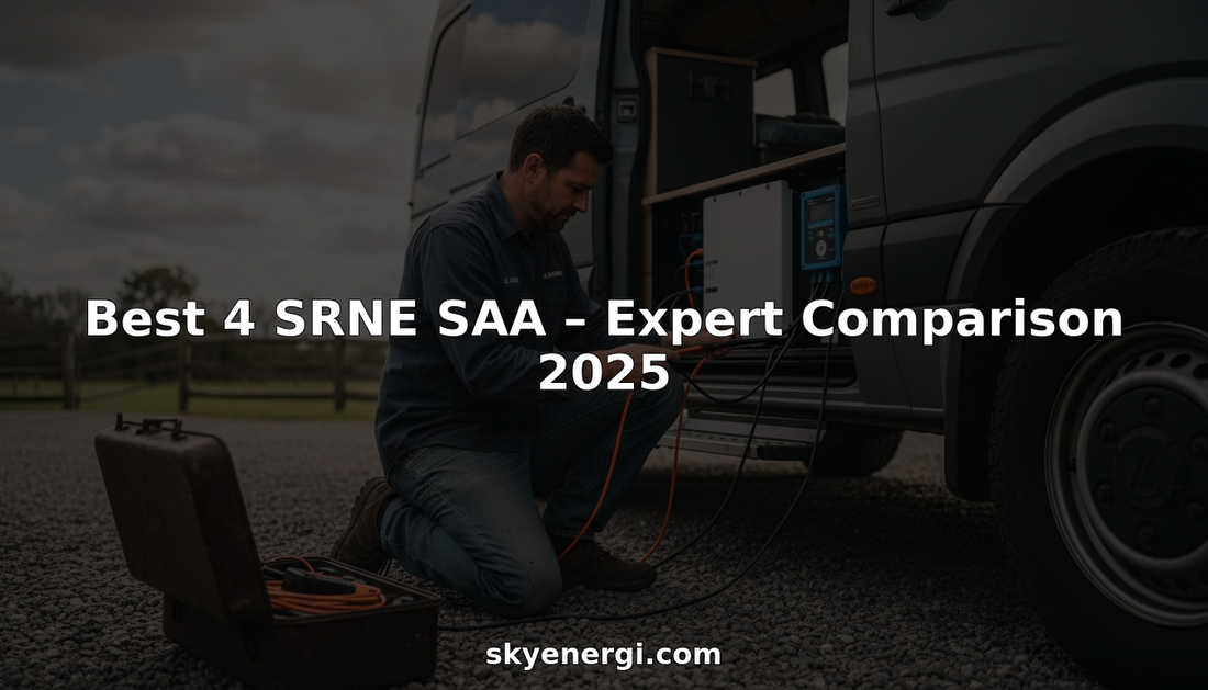 Technician installing lithium battery in campervan