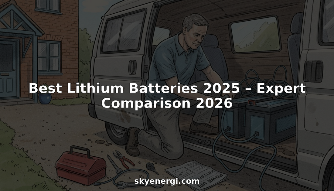 Man installing lithium battery in campervan interior