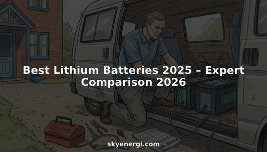 Man installing lithium battery in campervan interior