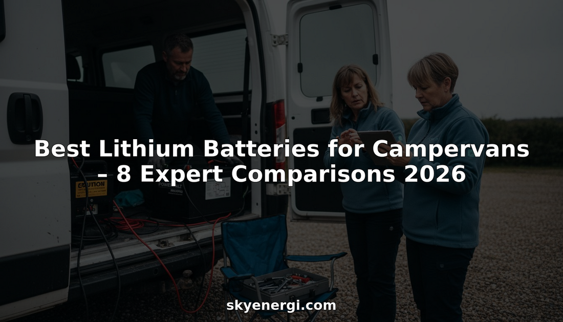 Couple installing lithium battery in campervan