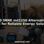 Technician comparing solar energy equipment outdoors