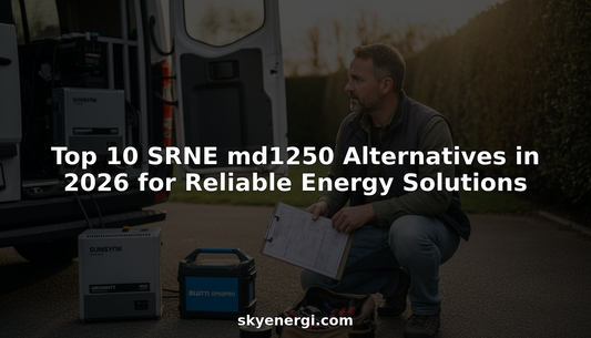 Technician comparing solar energy equipment outdoors