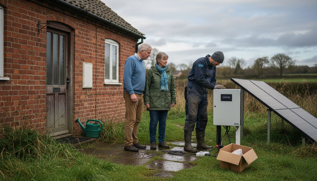 UK couple observes home battery installation