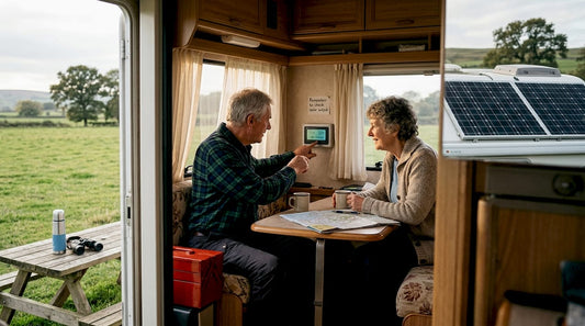 Couple reviews solar power system in motorhome