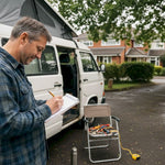 Campervan owner planning solar panel setup