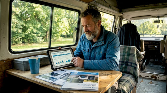 Campervan owner researching off-grid battery alternatives