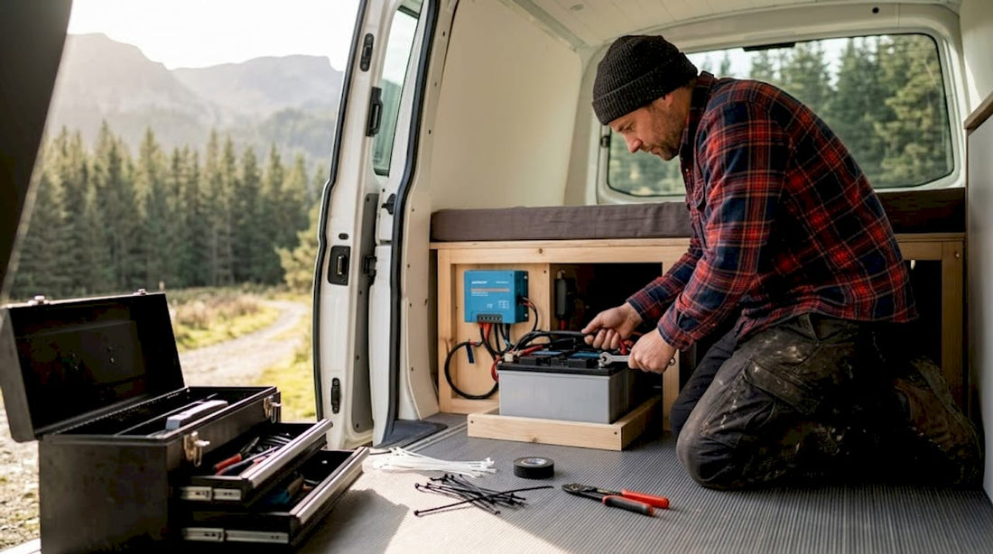 Campervan lithium battery installation with DIY enthusiast