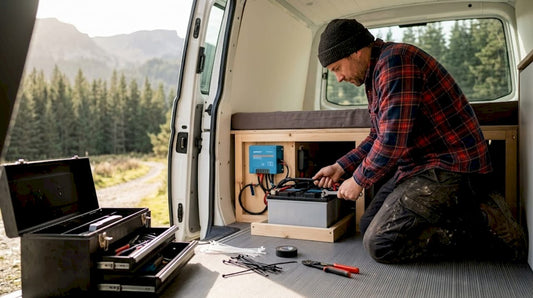 Campervan lithium battery installation with DIY enthusiast