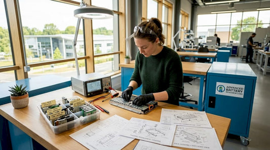 Engineer handling lithium battery recycling process