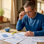 Homeowner reviewing solar panel system plans