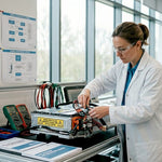 Engineer working on high voltage battery system