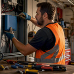 Technician installing MPPT solar controller