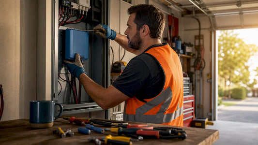 Technician installing MPPT solar controller