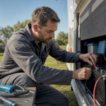 Mechanic wiring dual batteries in leisure vehicle