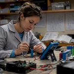Engineer testing lithium battery cycle life