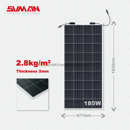 2x Sunman eArc 185W Flexible Mono Solar Panel