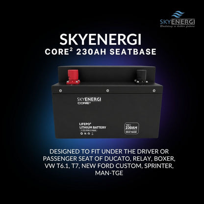 Lithium Leisure Battery - Skyenergi Core2 230Ah Seat-base Bluetooth & Heat-Pad