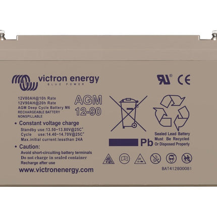 Victron Energy AGM Dual Purpose Battery 12V 90Ah (M6) - BAT412800085