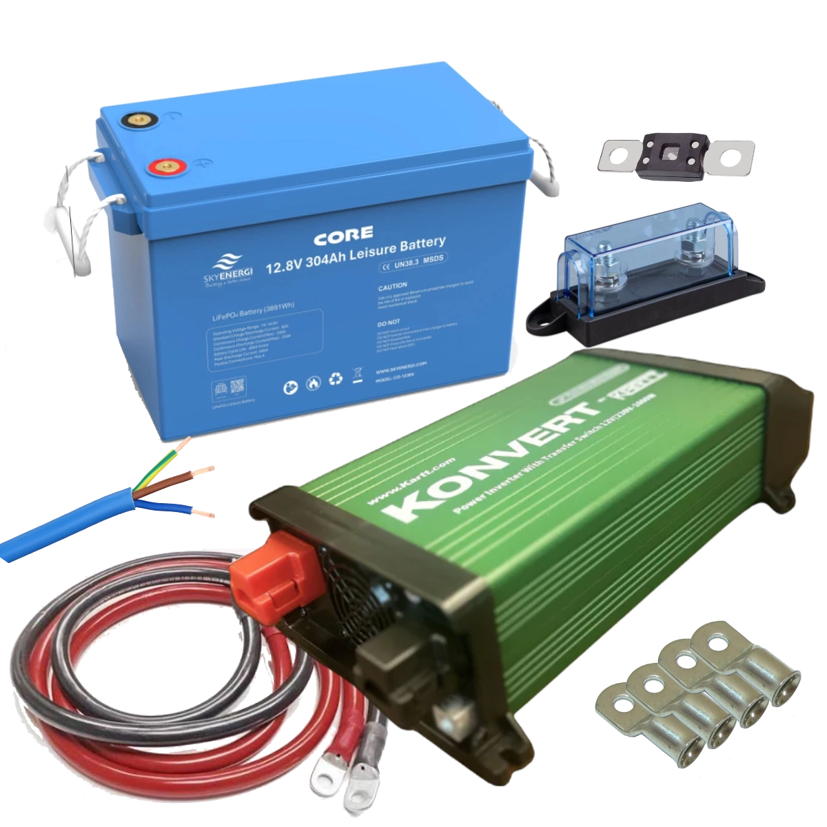 Kartt Konvert 3kW Inverter and Skyenergi 304Ah Lithium Leisure Battery Kit