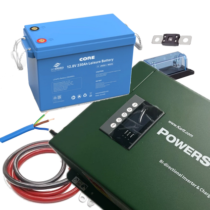 Kartt PowerSwitch 2kW Inverter/Charger and Skyenergi 230Ah Lithium Leisure Battery Kit