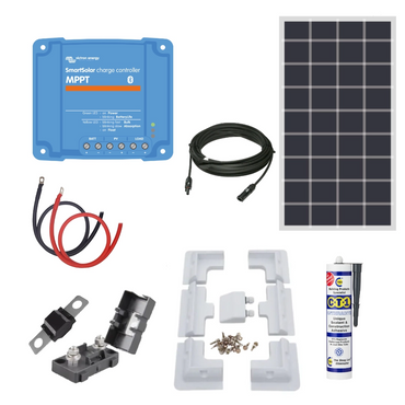 Victron 130 Watt Solar Panel & Victron Smart MPPT Charge Controller, Cable, Mounting & Gland.