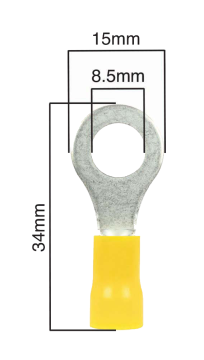 Y7 Yellow Pre-Insulated Terminal - 8.5MM Ring - Pack 10