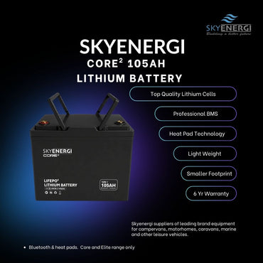 Skyenergi Core2 105Ah Lithium Leisure Battery - Bluetooth & Heat-Pad