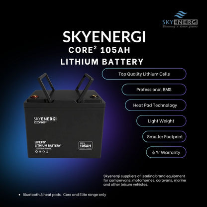 Skyenergi Core2 105Ah Lithium Leisure Battery - Bluetooth & Heat-Pad