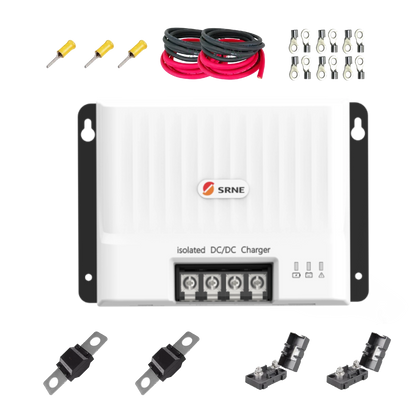 12V Battery To Battery Charger Kit - Includes SRNE DCI12-1230 DC-DC Charger with built-in Bluetooth