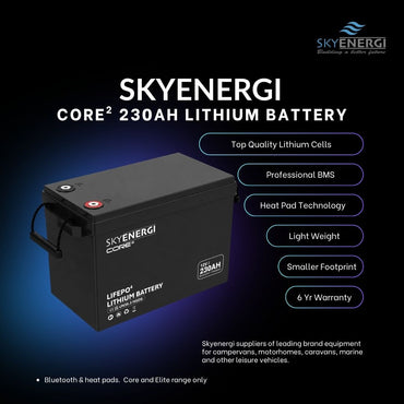 Skyenergi Core2 230Ah Lithium Leisure Battery - Bluetooth & Heat-Pad
