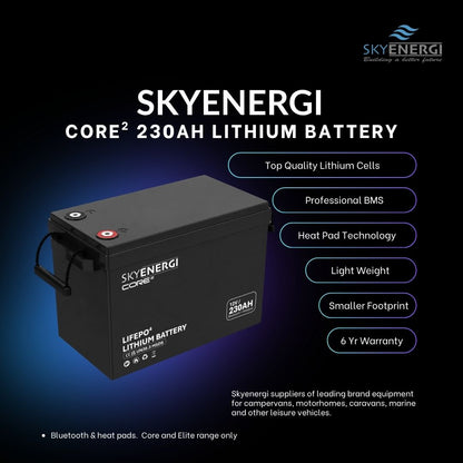 Skyenergi Core2 230Ah Lithium Leisure Battery - Bluetooth & Heat-Pad
