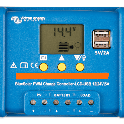 Victron Energy BlueSolar PWM LCD&USB 12/24V 5A - SCC010005050