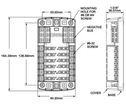 Skyenergi ST Blade Fuse Block - 12 Circuits with Cover - 5026