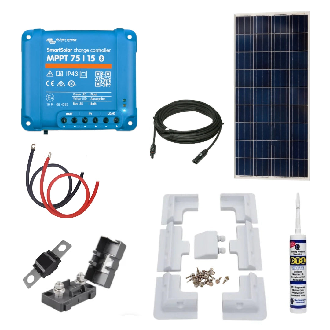 Victron 185 Watt Solar Panel & Victron Smart MPPT Charge Controller, Cable, Mounting & Gland.
