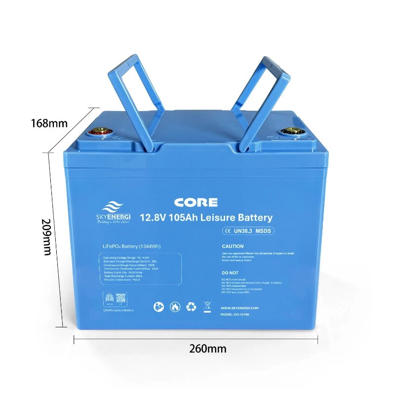 Skyenergi Core 105Ah Lithium Leisure Battery - Bluetooth & Heat-Pad
