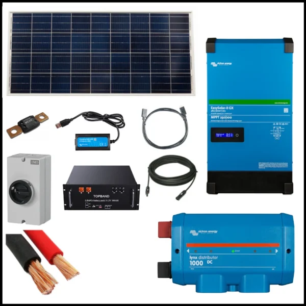 Ess Kit – Victron Energy 4Kw Kit With 3.2Kw Solar Array, 5000Va Easysolar-Ii And 10.2Kwh Topband Li-Po4 Battery