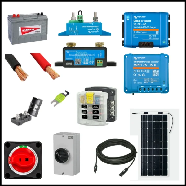 Van Conversion Kit – 200Ah Battery, 100W Solar Panel And Wiring Accessories