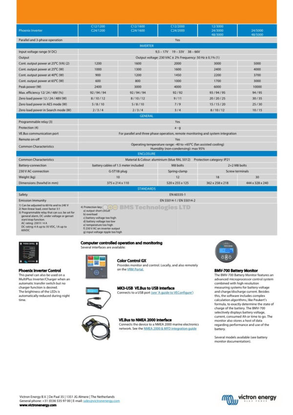 Victron Energy Phoenix Inverter 24/5000 230V Ve.bus – Pin245020000 - Image 4