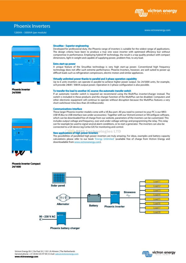 Victron Energy Phoenix Inverter 24/5000 230V Ve.bus – Pin245020000 - Image 3
